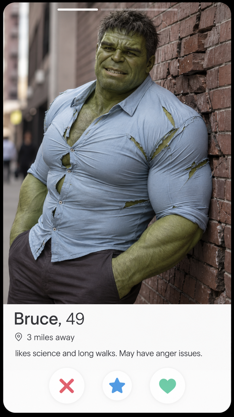 Hulks Tinder Profile Screenshot