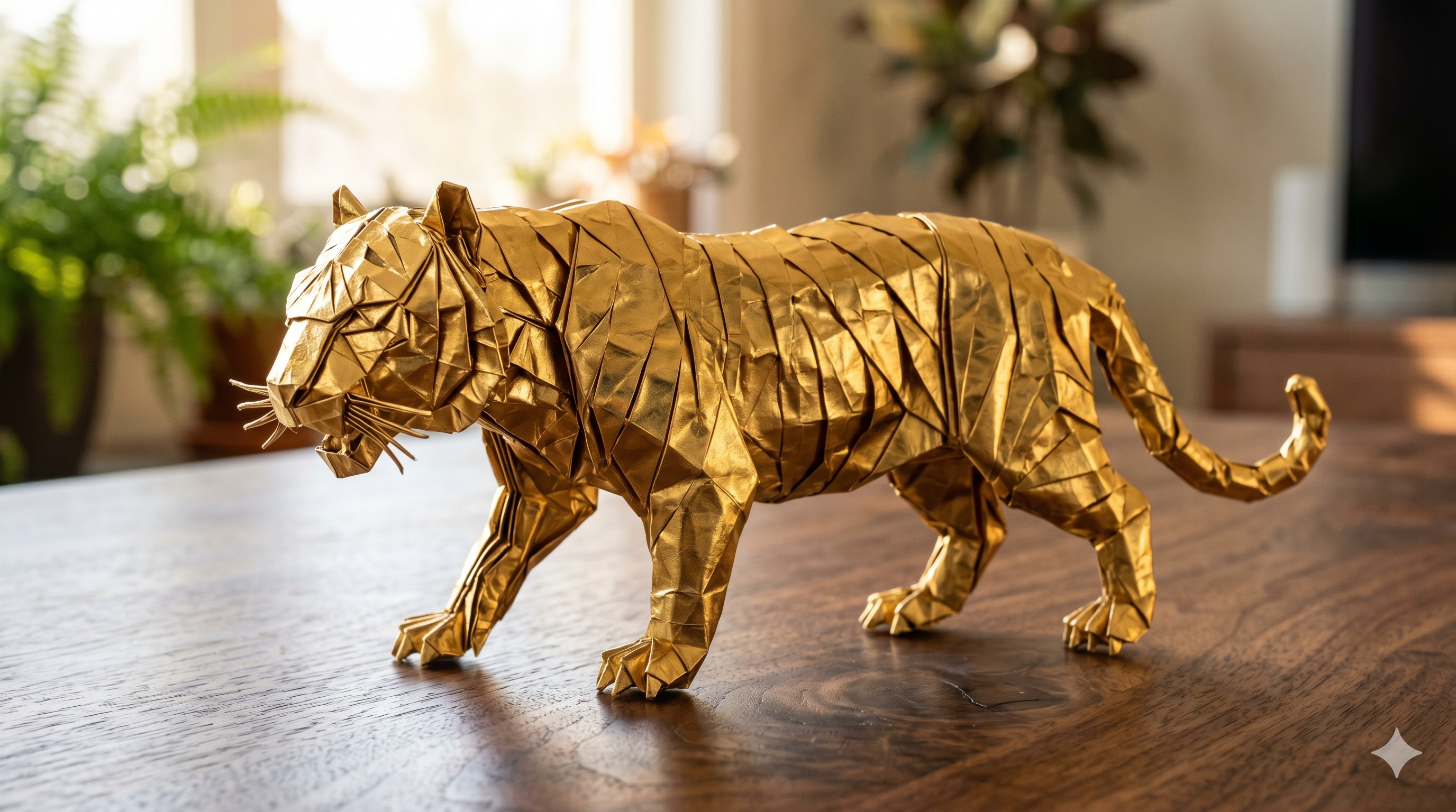 Origami Gold-Foil Tiger