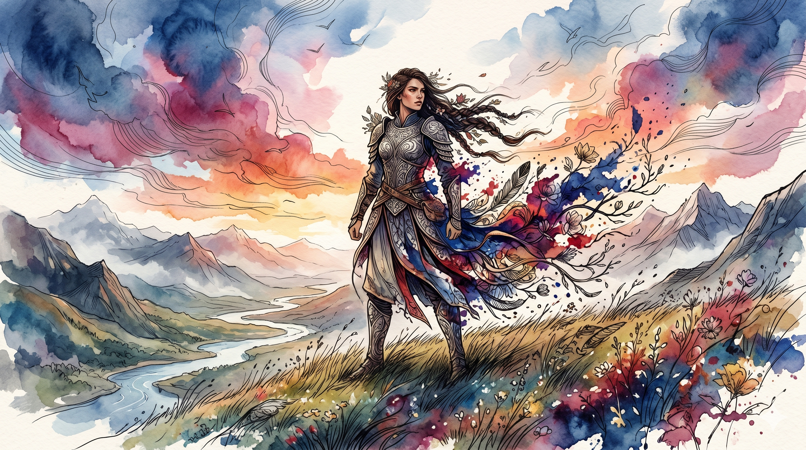 Warrior Princess Poster (Carne Griffiths / Conrad Roset Style)